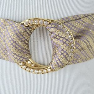 Another Line Silk Paisley Vintage Rhinestone Crystal O-Ring Belt